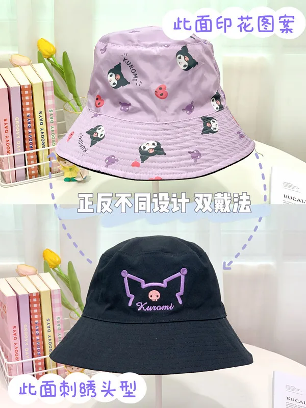 

Sanrios Anime Sun Hat Hello Kitty Women Fisherman's Hat Summer Hat New Big Brim Bucket Hat Edge Anti-Ultraviolet Uv Sun Hat Girl