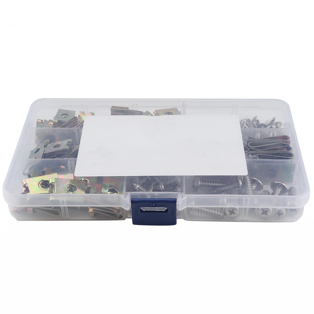 

170pcs U Nut Fastener Manganese Steel Spire U Clip Motorcycle Car Body Panel Trim Bumper Fixing Screws Hardware Chassis Parts