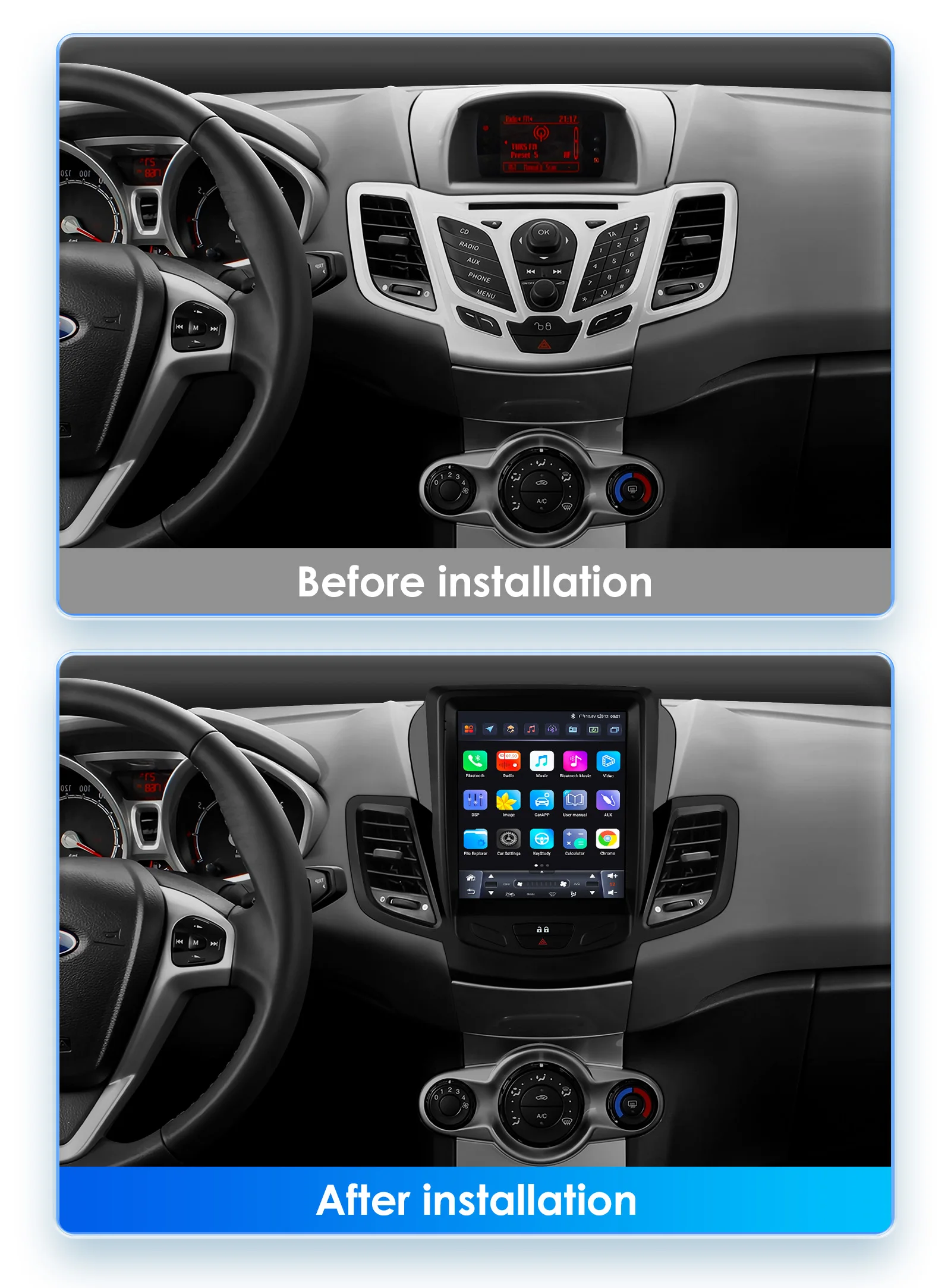 Hizpo 2Din 360Camera Car Intelligent Systems Android Radio For Ford Fiesta 2009-2017 Support SWS Multimedia Autoradio Carplay AI