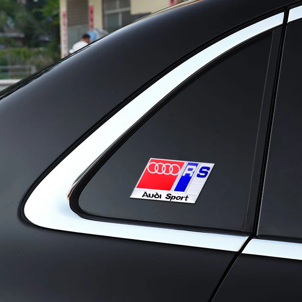 For Audi Sline A1 A2 B3 A4 8L RS RS3 RS4 RS5 TT S1 S2 S3 S4 B5 3D Aluminum Car Body Rear Trunk Tail Stickers Decal Center Cover