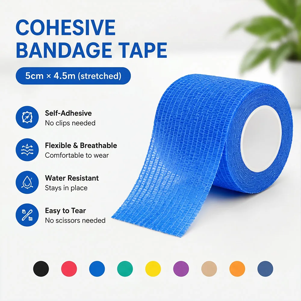 24PCS Colorful Self Adhesive Bandage Wrap Cohesive Elastic Tape Breathable Stretch Bandage for Sports Medical Pet Care Supply