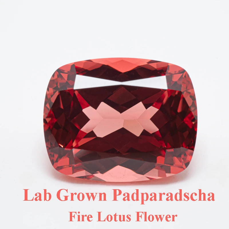 

Lab Grown Padparadscha Rectangular Cushion Shape Fire Lotus Flower VVS1 Charms DIY for Jewel Making Selectable AGL Certificate