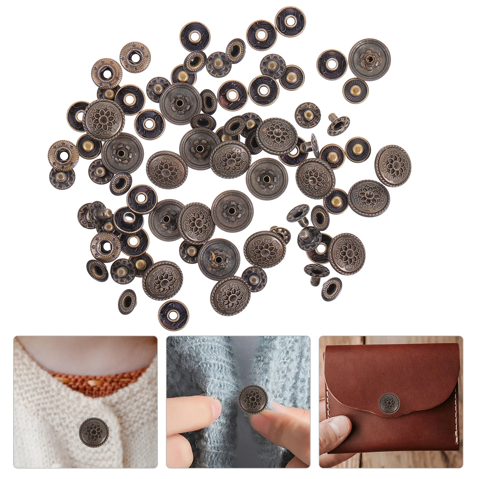 

20Sets Cartoon Wallet Buckle Zinc Alloy Snap Fastener Durable High Quality Material Exquisite Appearance Classic Carvings