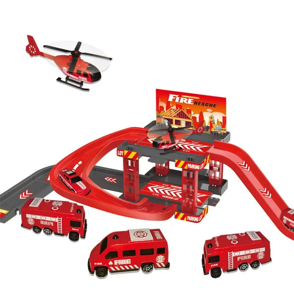 

Car Model Toy Track Parking Lot Toys Fire Engine Police Car Children's Vehicles Toy Dinosaur Urban Scene Construction