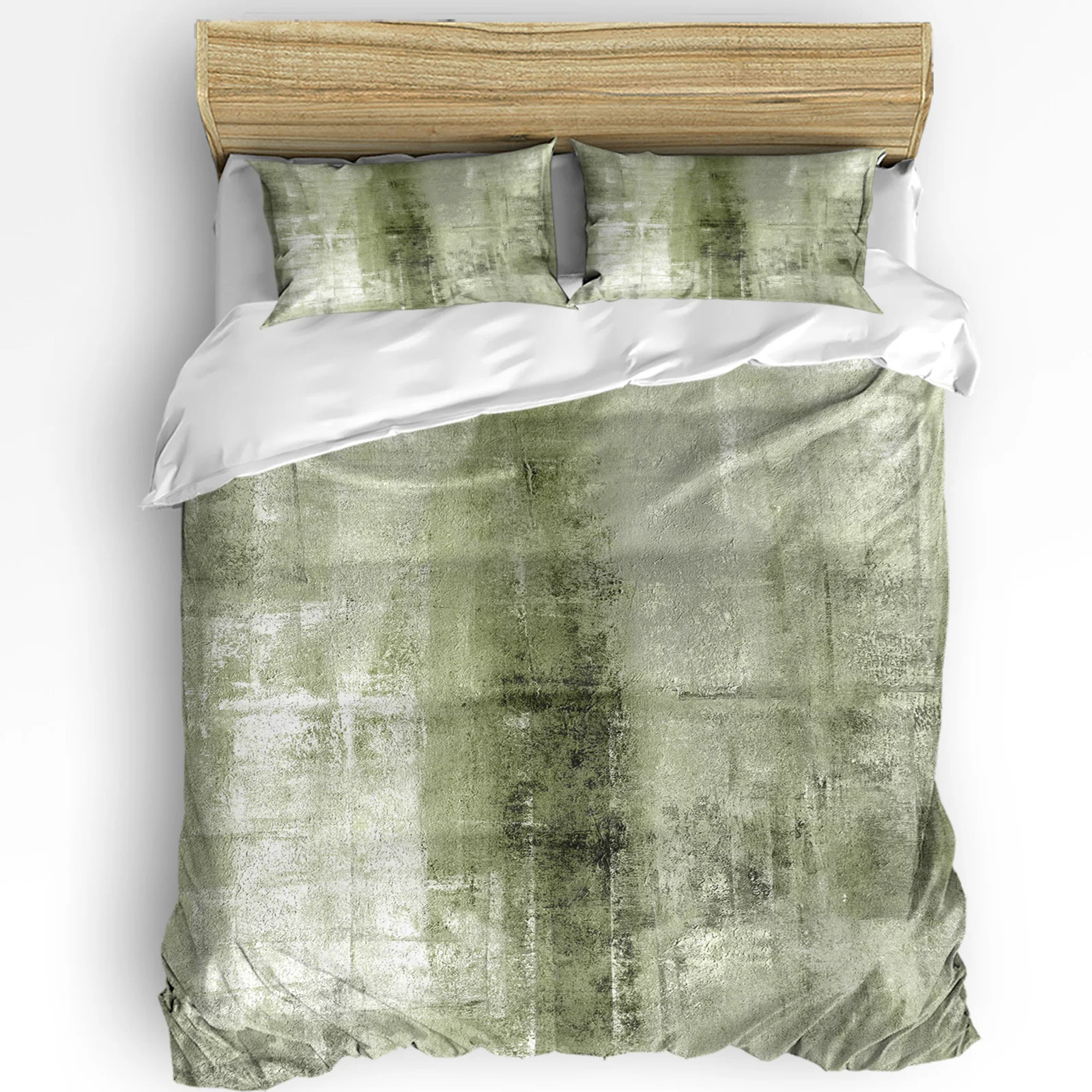 

Oil Painting Abstract Grass Green 3pcs Bedding Set For Double Bed Home Textile Duvet Cover Quilt Cover Pillowcase