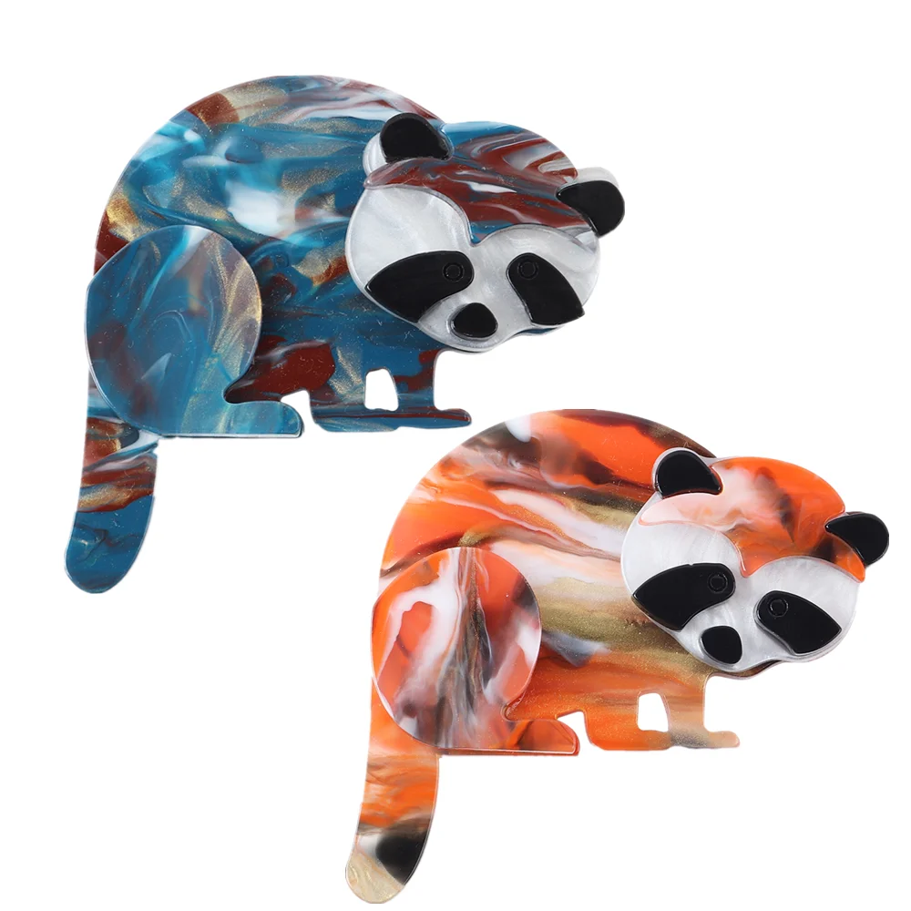FishSheep Lovely Red Panda Raccoon Brooch For Women Cute Acrylic Animals Brooches Pins Badge 2022 Fashion Accessories Gift