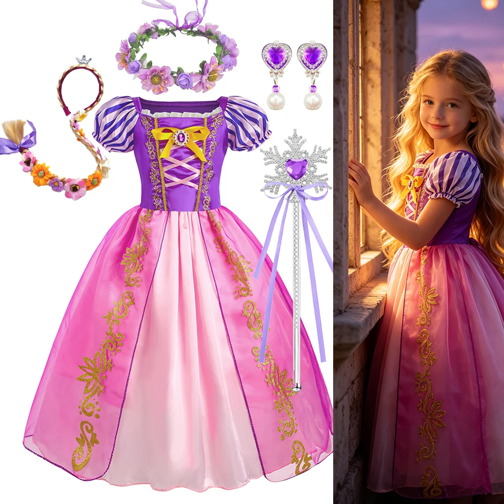 Mädchenkostüm Kinder Cosplay Prinzessinnenkleid Halloween Geburtstag Festliches Partykleid Rapunzel-Kleid Mädchen Karneval Tangled-Kostüm – Detail 2
