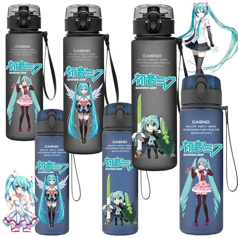 

560ML Hatsune Miku Water Bottle Leak-proof Cup Anime Girl Portable Gym Fitness Jugs Cute Drinking Bottle Outdoor Drinkware Gift