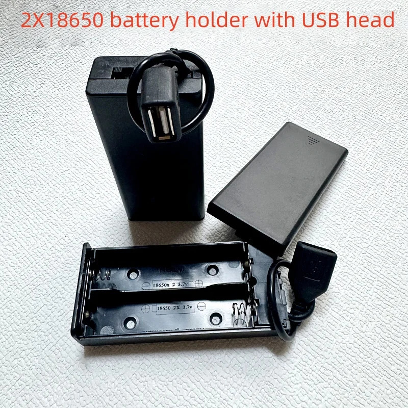10PCS 2X18650 Battery Pack With Lid and Switch Cable 18650 Battery Holder With DC and USB Head Storage Box in Series 2 * 3.7V