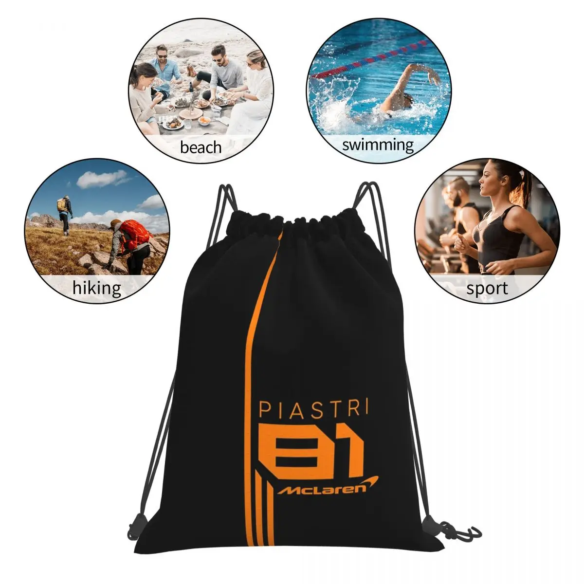 กระเป๋าเป้สะพายหลัง Oscar Piastri 81 Motorsports แบบสบายๆ  กระเป๋าเชือกรูดใส่ของจุกจิก กระเป๋าใส่หนังสือ สำหรับผู้ชาย ผู้หญิง และนักเรียน