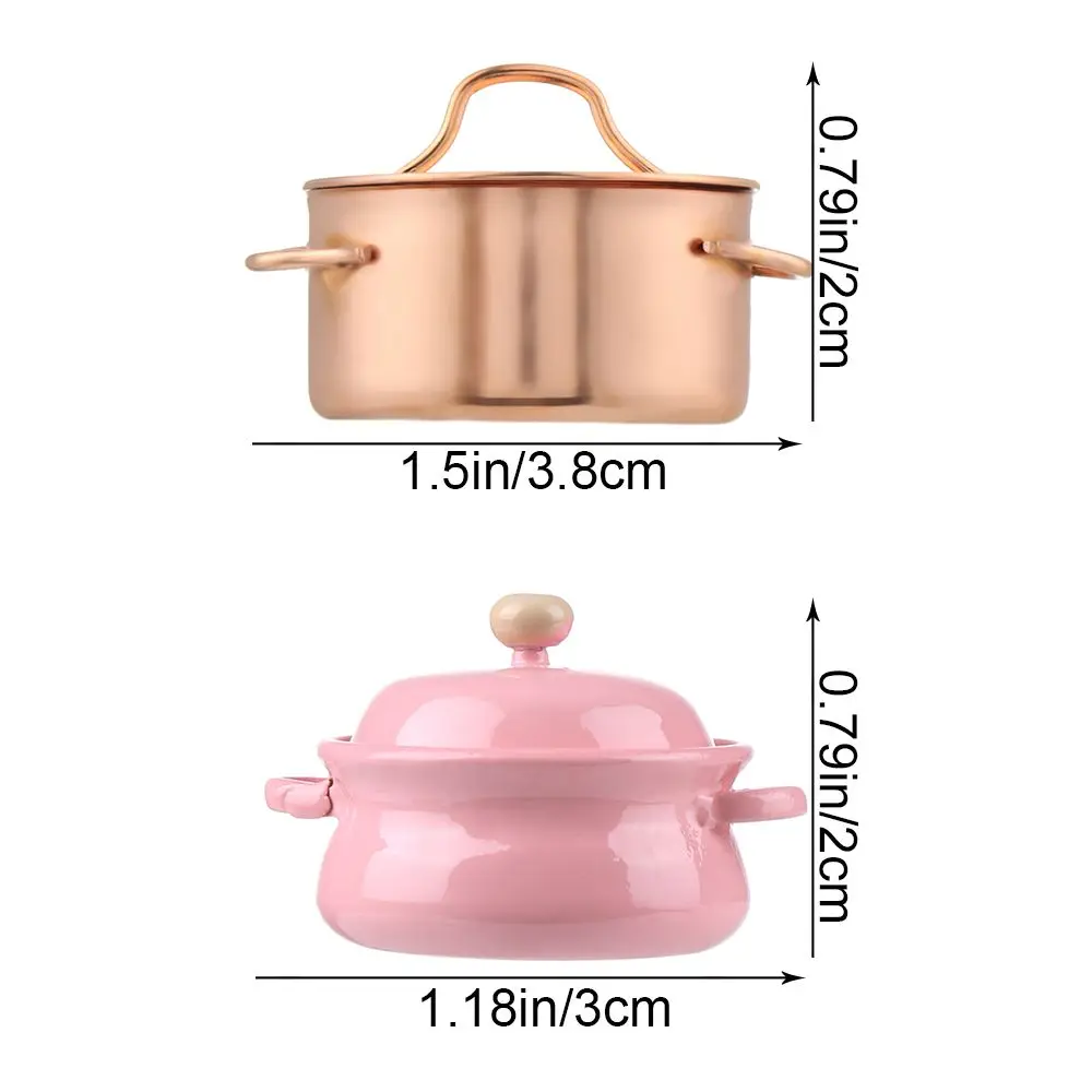 Utensilios de cocina de muñecas de juego de simulación, juguetes de cocina, olla de sopa en miniatura, Mini utensilios de cocina con cubierta de olla, accesorios para casa de muñecas