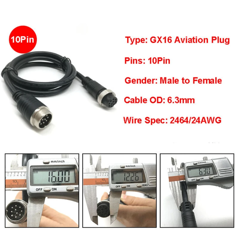 1Pcs GX16 2 3 4 5 6 7 8 10 Pin Male to Female Extension Cable GX-16 Aviation Connector for CCTV Camera Security DVR 1m 2m 5m 10m