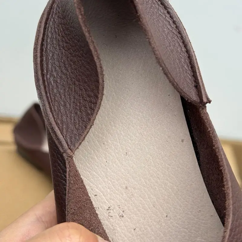 Neue Ballerinas mit quadratischer Zehenpartie für Damen, Sommer-Slipper, Herbst-Loafer, Damen-Mokassins aus Mikrofaserleder – Detail 10