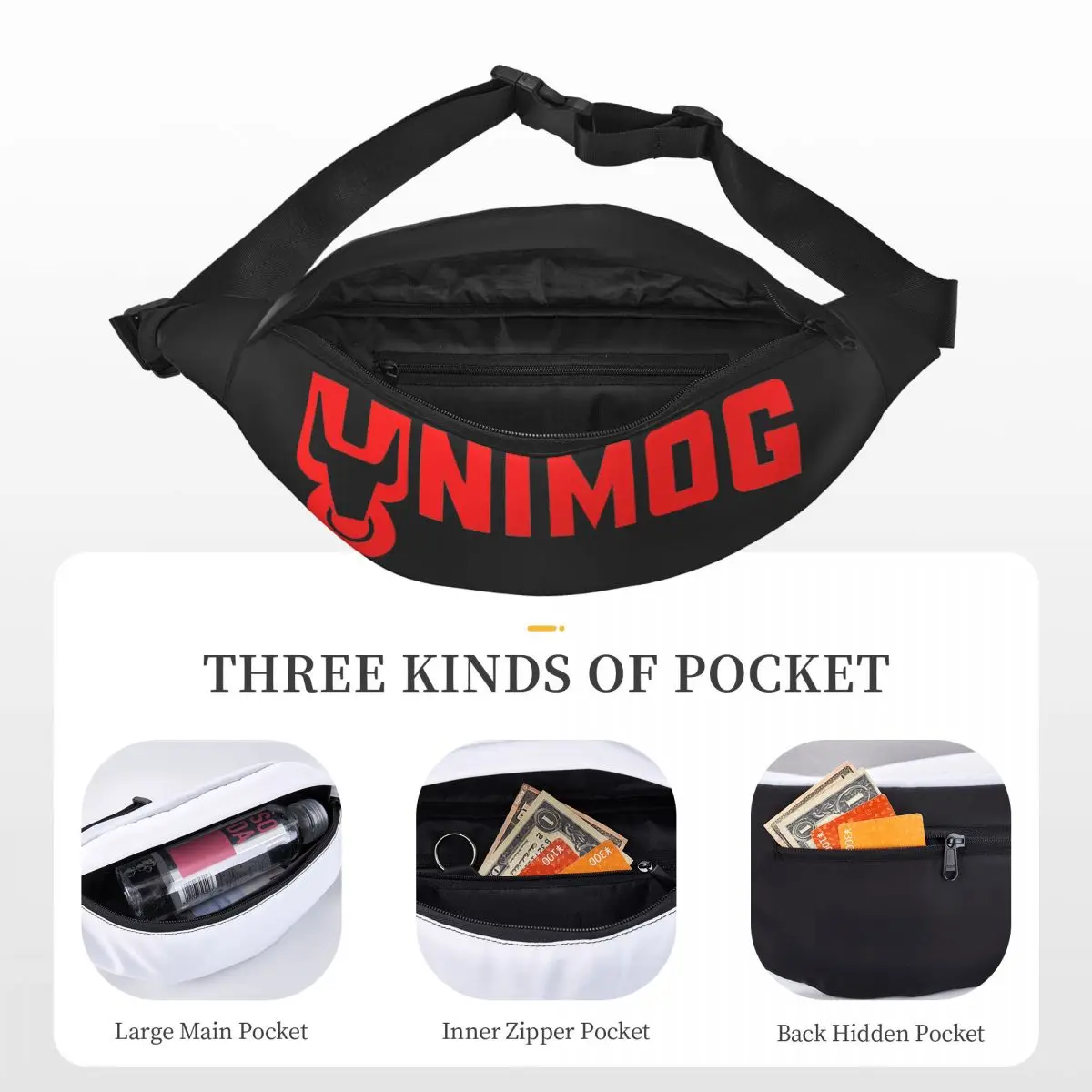 UNIMOG Unisex Waist Bag Multifunction Sling Crossbody Bags Chest Bags Short Trip Waist Pack