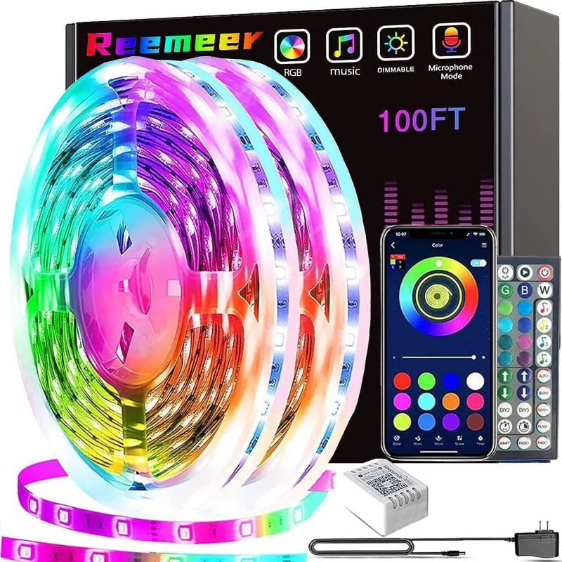 Smart LED Strip Lights 1m-20m Music Sync RGB 5V with App And Remote Control for Christmas Party Room Decorative Lighting
