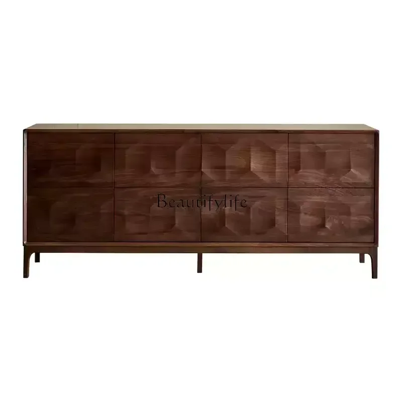 

North American black walnut solid wood chest, bedroom storage Italian light luxury living room side cabinet