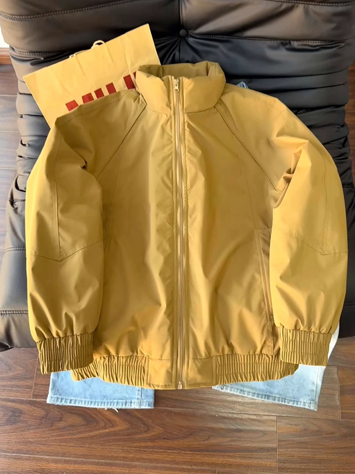 

C Yellow American Sle Flight Jaet Cotton Coat Men's Winter Tee-Proof Stand Collar ortened proof Outerwear