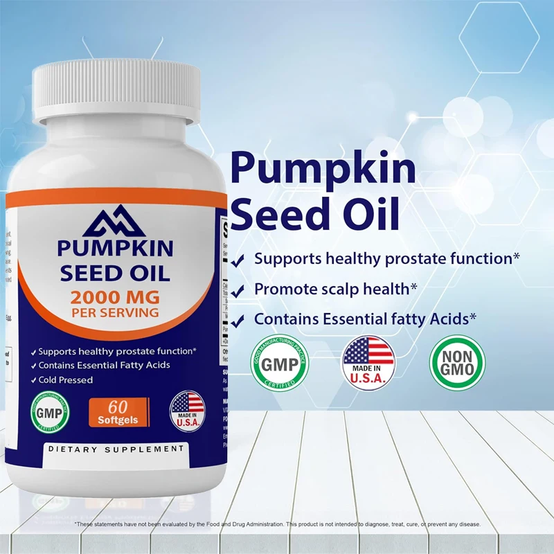 

Vitamin Pumpkin Seed Oil 2000mg per serving Soft Capsules -60 capsules containing Omega-3 and Omega-6 essential fatty acids