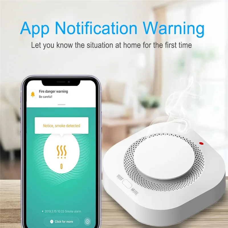 B50B-For Home Office Security Tuya Zigbee Smoke Detector Smart Fire Alarm For Home Protection