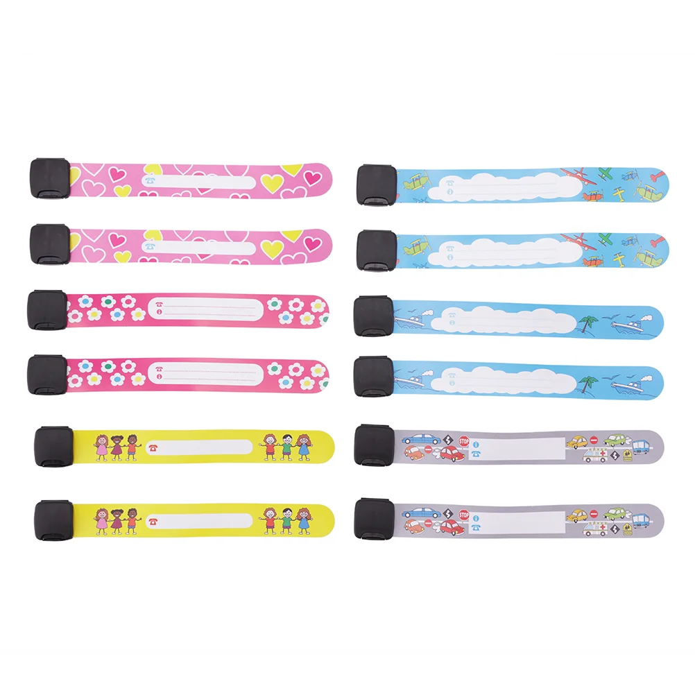 

12 Pcs Cartoon Wristband Anti-lost Kids Bands Waterproof Maternity Can Write for