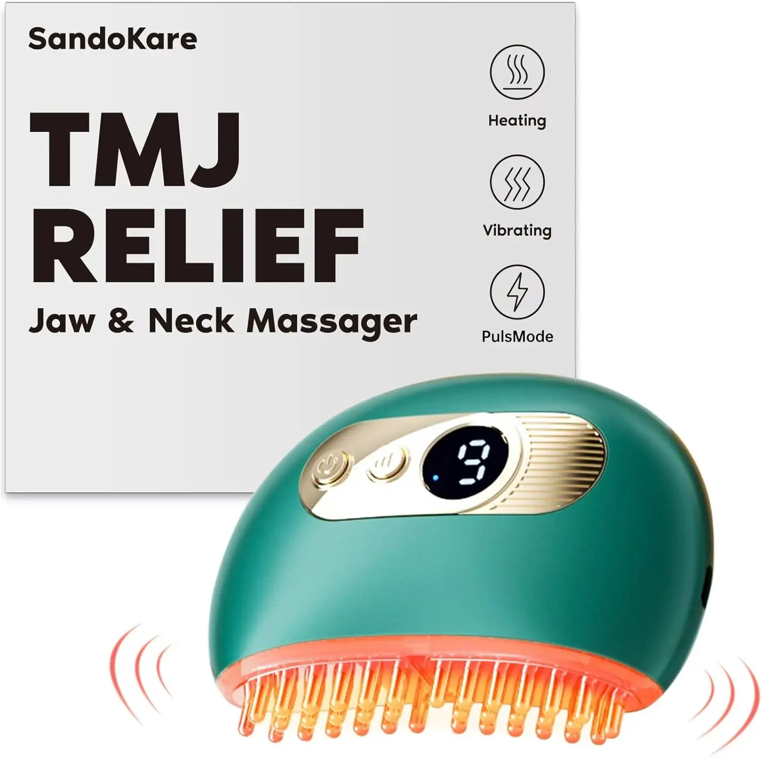 SandoKare TMJ Relief Products Jaw, TMJ Relief Massager, Vibration and Heating, Ergonomic Multi-Needle Design TMJ Massage Tool, E