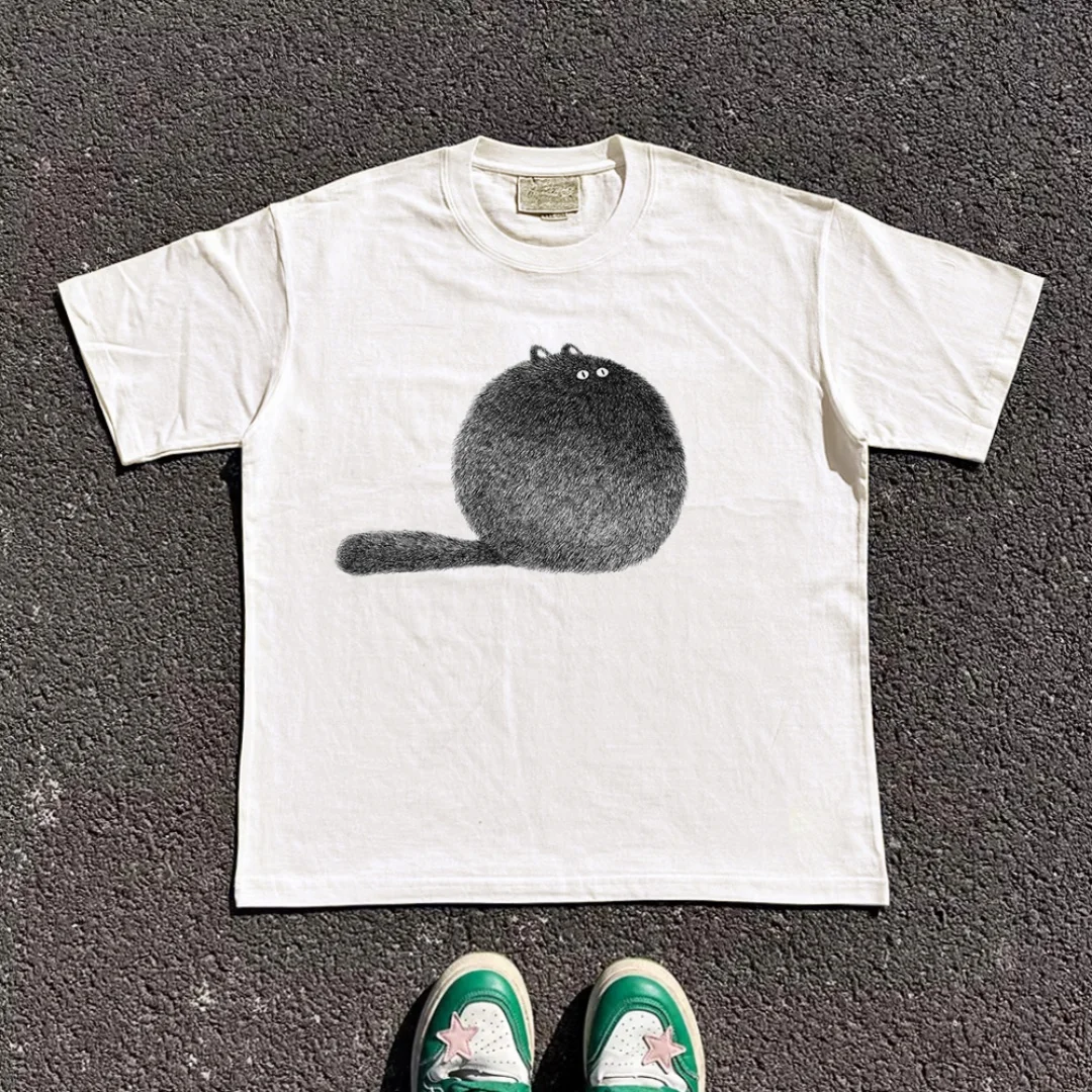 

American streetwear brand retro oversized graphic T-shirt Summer Fashion Pure cotton Men's T-Shirt Kid's Clothing Tee Y2k Woman