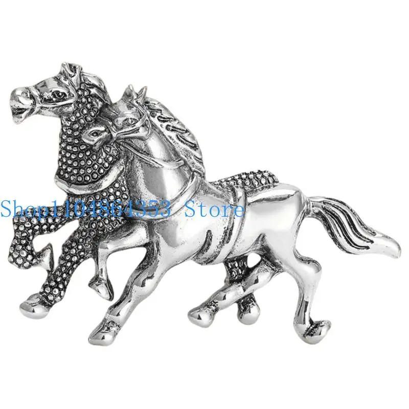 652F Artistic Double Horse Metal Pin Combines Fashion With Cultural Symbolism Jewelry Metal Accessory Gift For Her Him