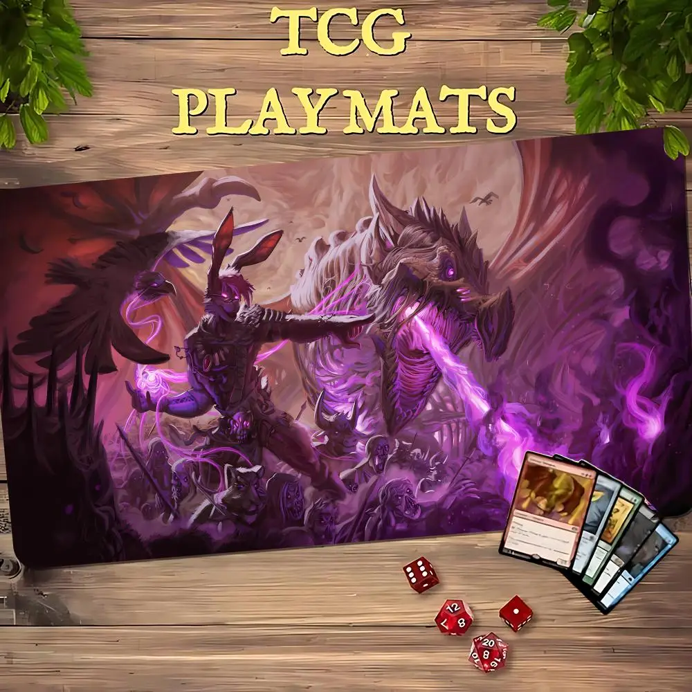 Playmat TCG Playmat Purple Flame Dragon Slayer Mouse Mat Anti-Slip Durable Stitched Edge 35X60CM Desk Mat Tapete Magic Card Game