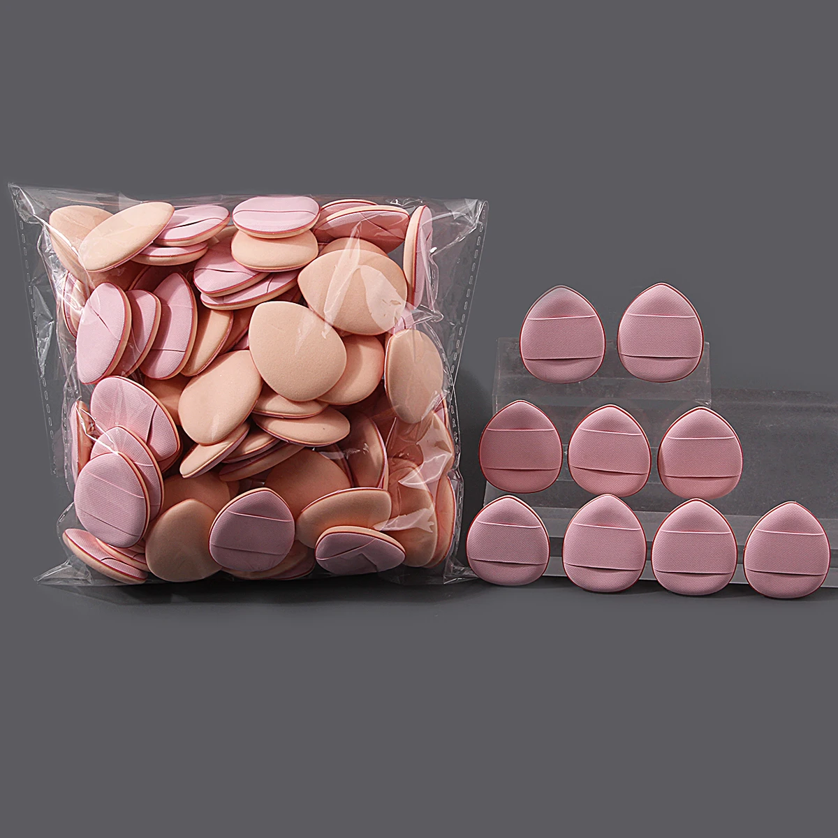 100 Stück rosa weiche Mini-Daumen-Make-up-Puderquaste, Set-Make-up, Concealer, Kissen-Fingerspitzen-Puderquaste, spezielles Gesichts-Make-up-Werkzeug