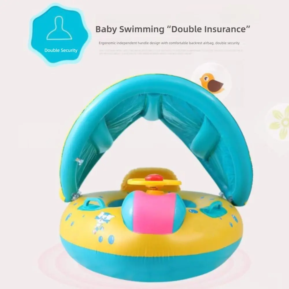 New With Awning Swimming Floaters Seat Ring Inflatable Design Inflatable Seat Ring Summer Float Swimming Ring Swimming
