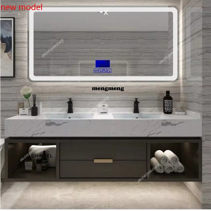 

H134Luxury-modern Bathroom Cabinets Minimalist Marble Double Bathroom Cabinets Basin Sink Home Furniture In Particolare
