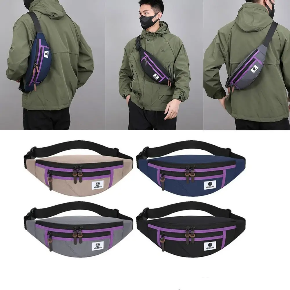 

Fashion Waterproof Men Waist Bag Wear-resistant Large Capacity Crossbody Chest Bag Adjustable Nylon Waist Pack Belly Bag Outdoor