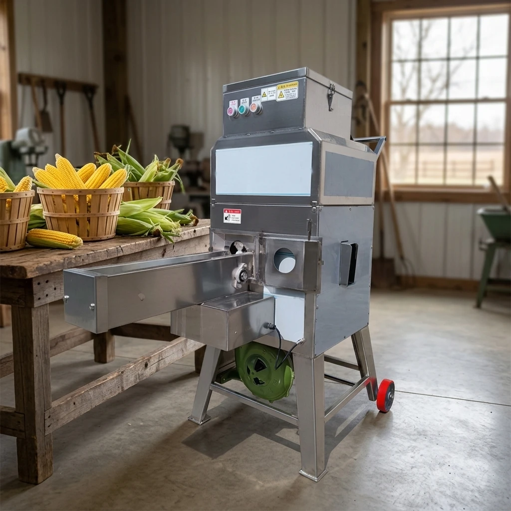 Automatic Tender Young Sweet Corn Cutter Sheller Fresh Maize Corn Thresher Machine Engine Electrical Green Young Sweet Corn