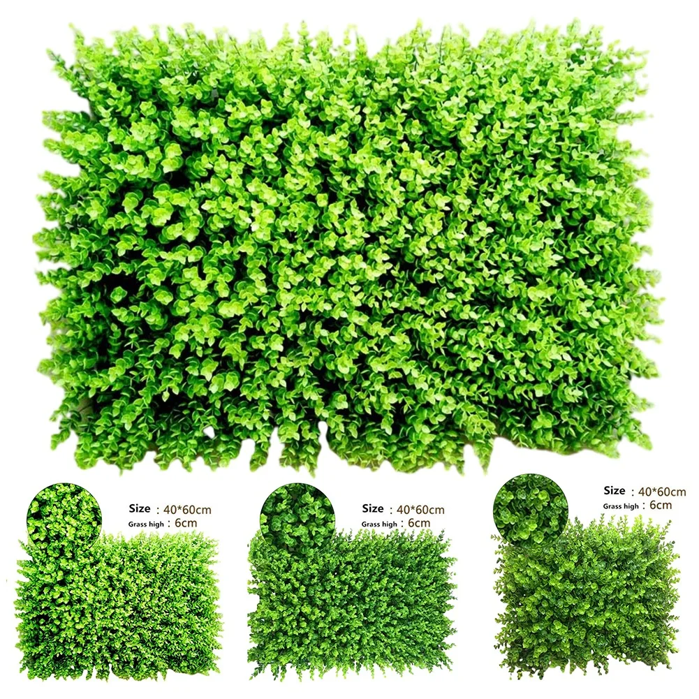 40x60cm Artificial Plant Mat Greenery Wall-Hedge Grass Fence Foliage Panel Fence Home Decor Fake Plants Garden Simulated Lawn