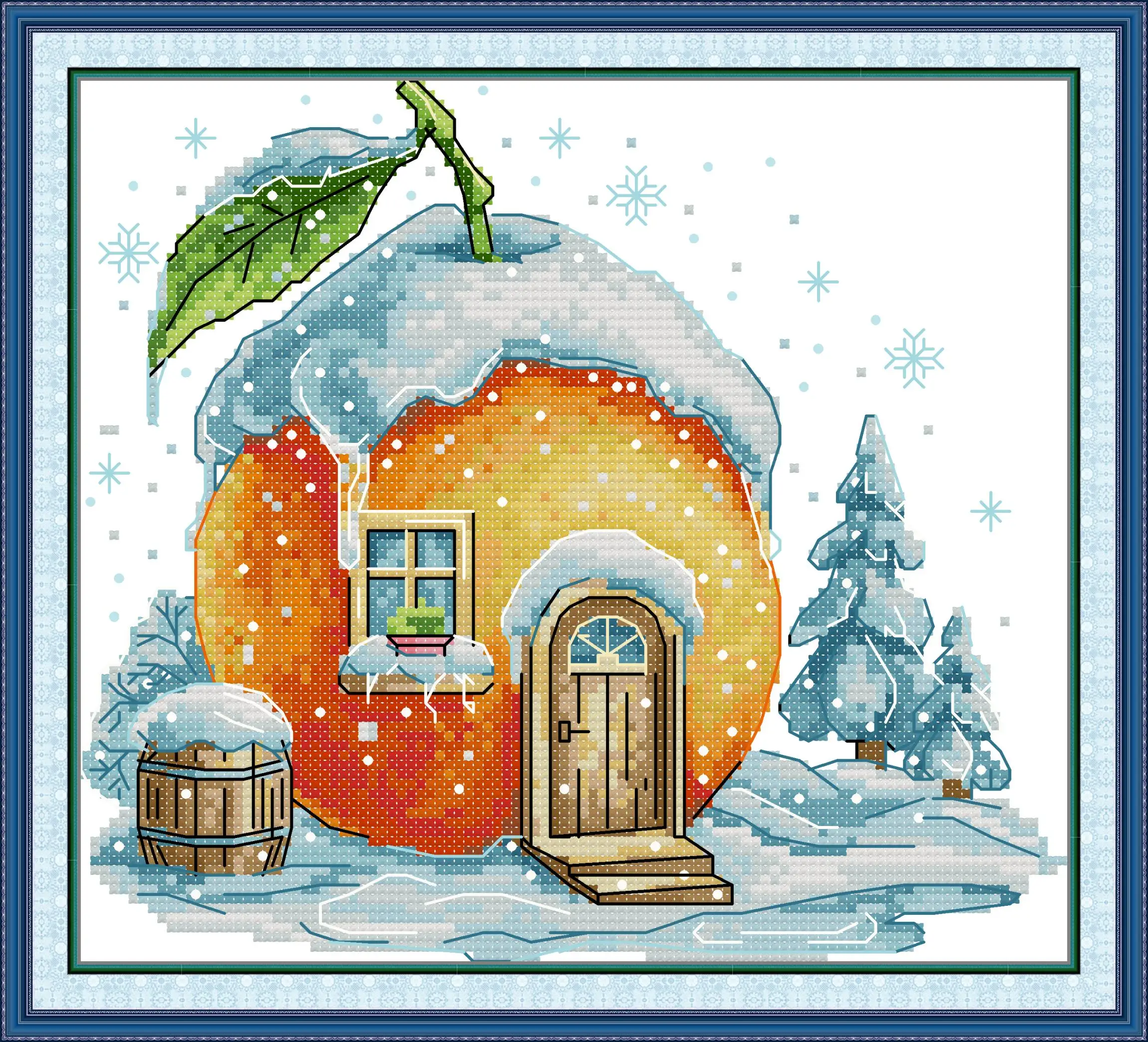 

Maydear Cross Stitch Kit,11CT/14CT/16CT/9CT Aida Fabric,DMC Threads Sewing Pattern Embroidery Set-Orange Cabin