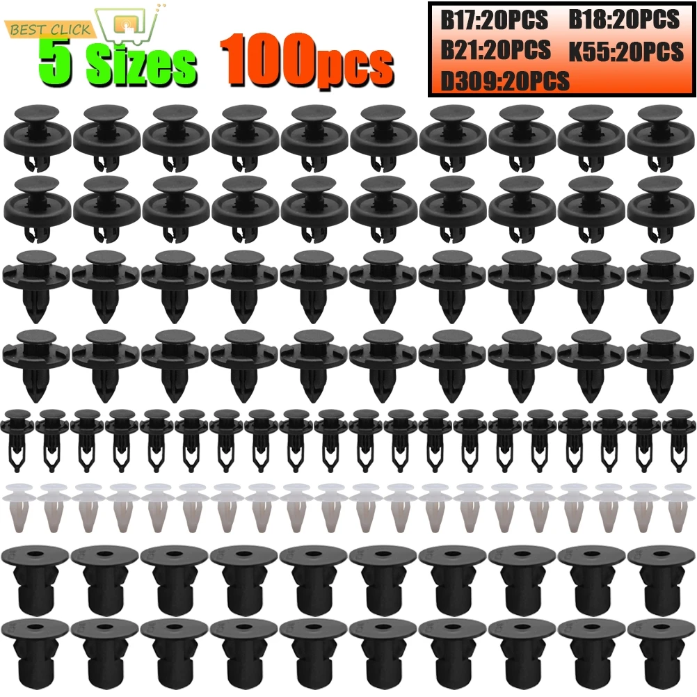 100PCS Car Trim Panel Clips Bumper Hood Mud Flaps Lining Fastener Push Rivets For Toyota Corolla RAV4 Avensis Lexus IS RX