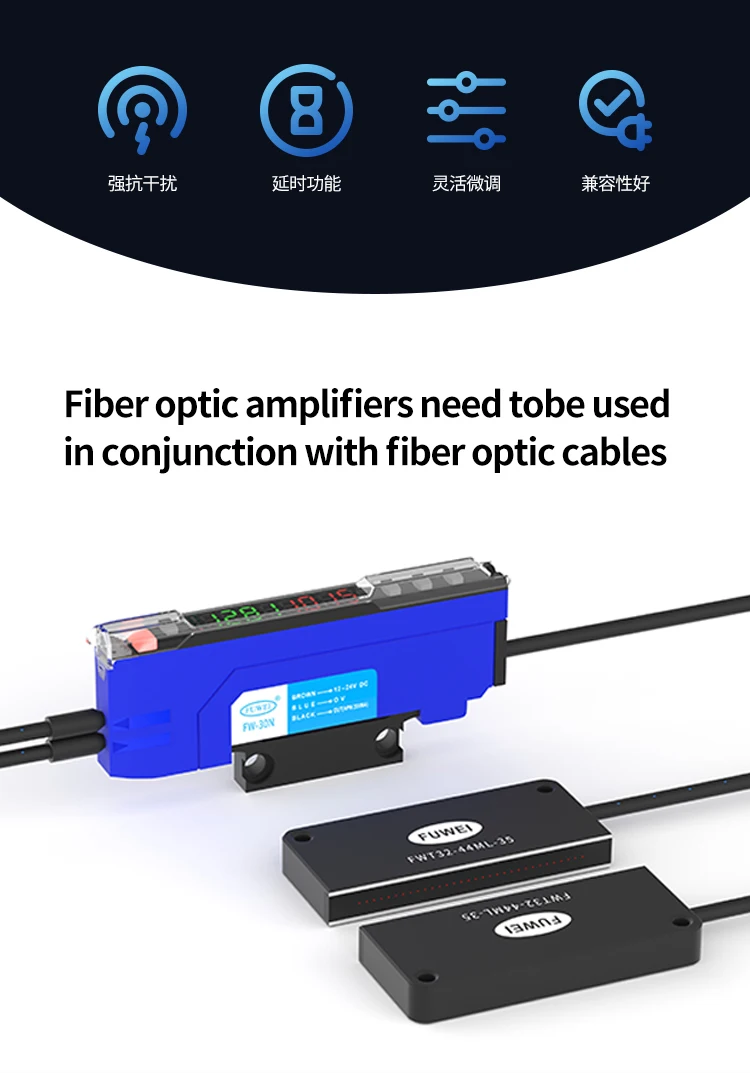 FW-30N M3 M4 M6 Dual Digital Display Fiber Optic Verstärker Glasfaserkabel Glasfasersensor Verpackung Gitter Automatisierung – Detail 2
