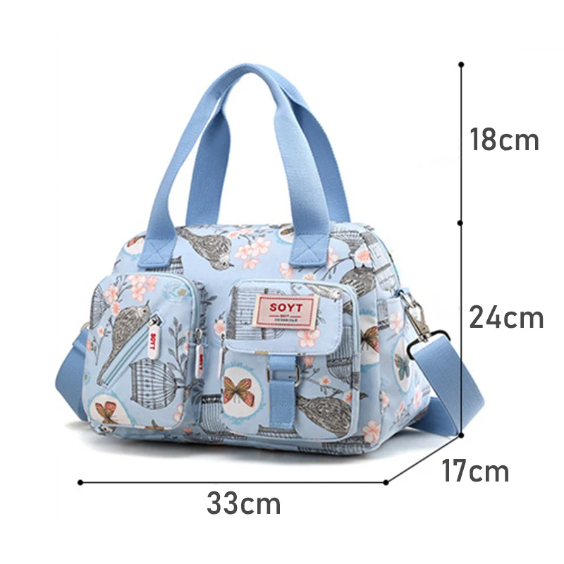 Women\'s Handbag Printed Waterproof Nylon Fashionable Large Capacity Multi Pocket Travel Shopping Outdoor Shoulder Crossbody Bag