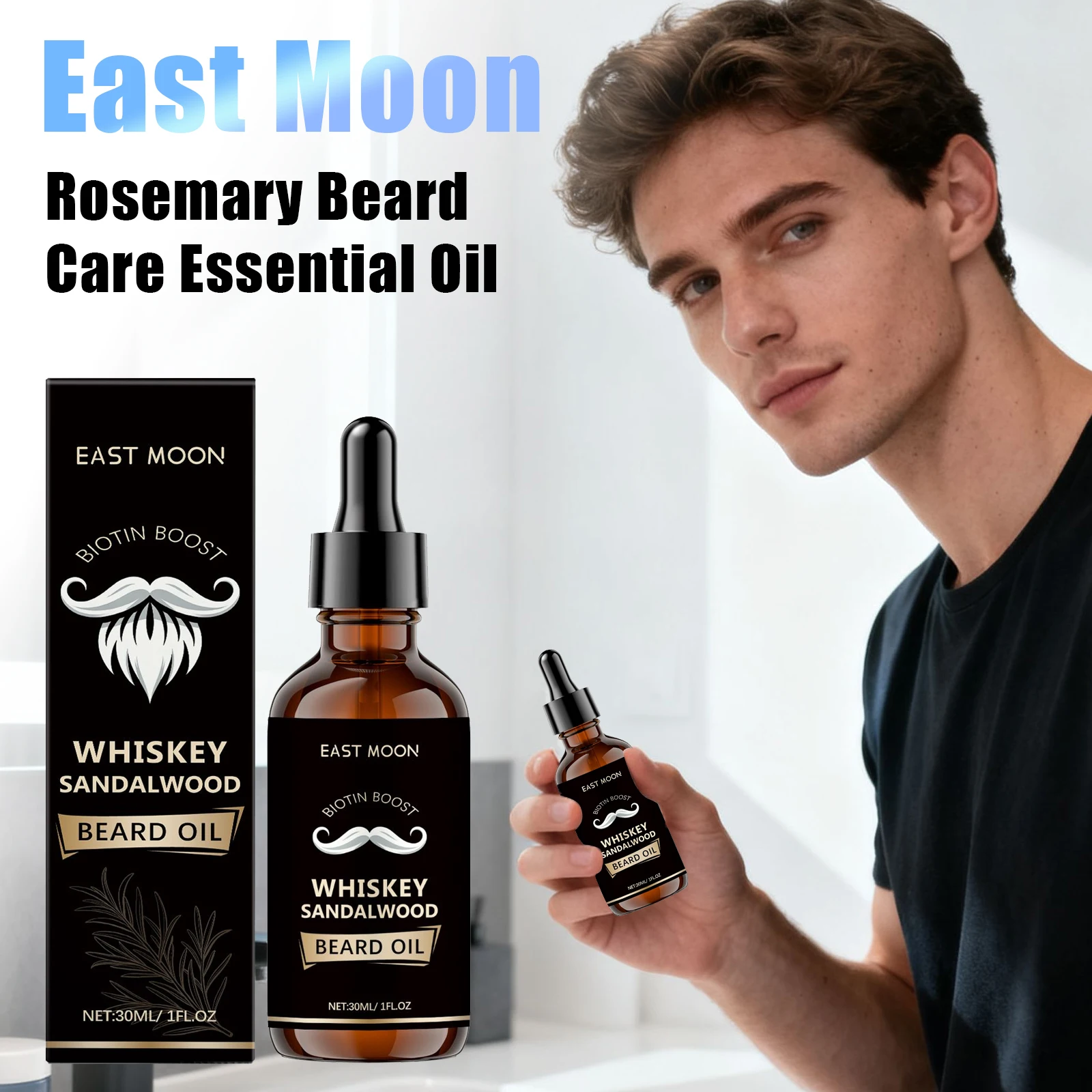 

East Moon Rosemary Beard Care Oil Grooming Softening Strengthen Styling Effectively Nourish Daily Care Man Beard Essential Oils