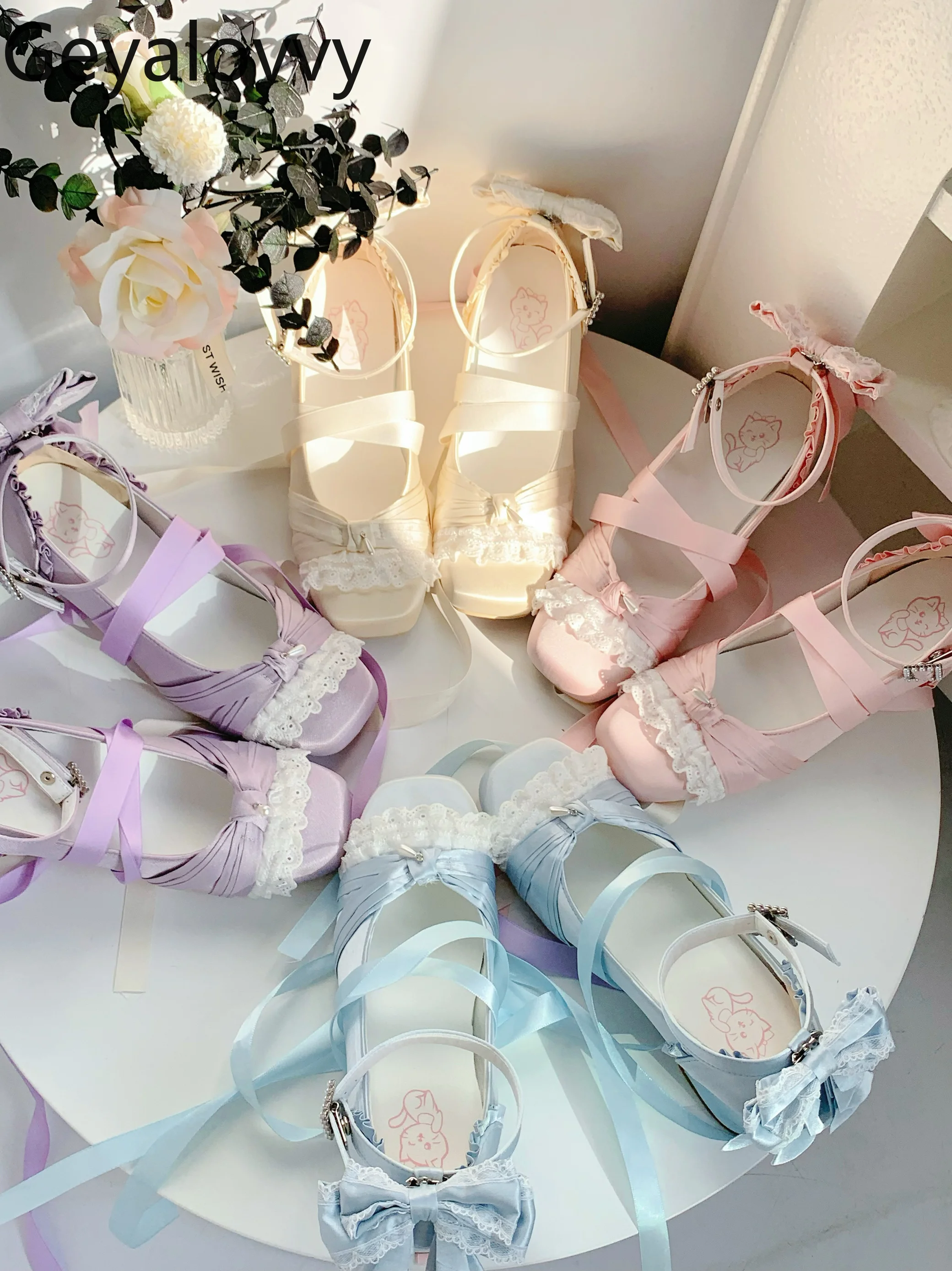 

Милые и милые элегантные туфли-лодочки Мэри Джейн в стиле Лолиты с квадратным носком, оригинальные весенне-осенние туфли на высоком массивном каблуке 2023 г.