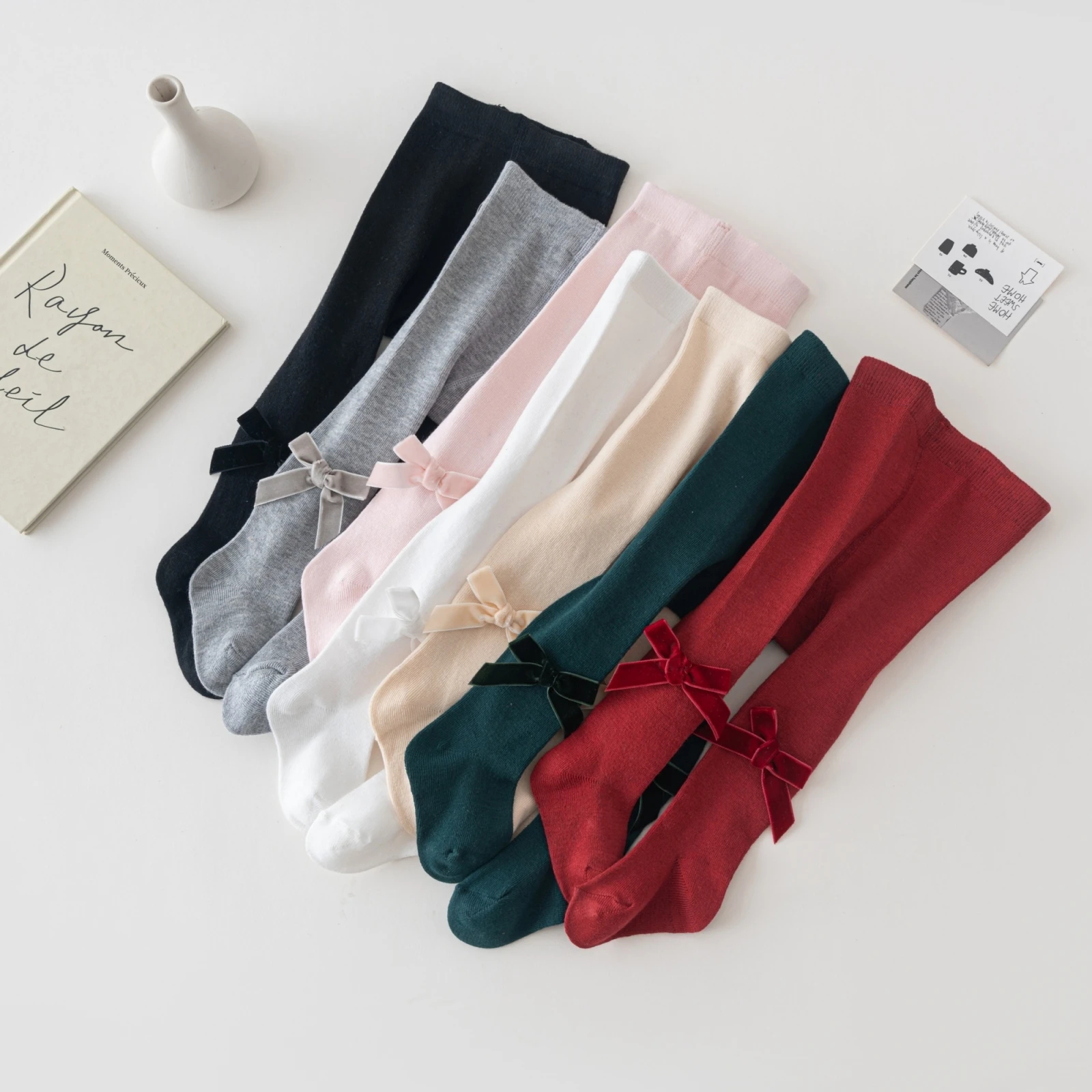 0-24Months Toddler Baby Girl Tights with Velvet Bows Cute Pantyhose Leggings Stockings