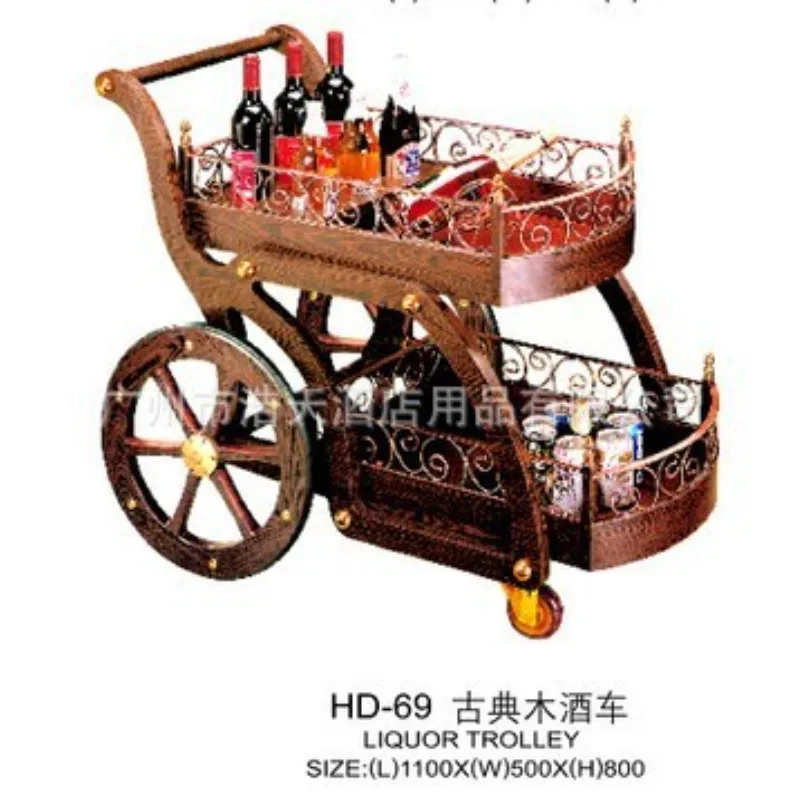 A large number of stainless steel titanium and other hotel supplies wine trucks, Haotian wooden hotel service vehicles wholesale