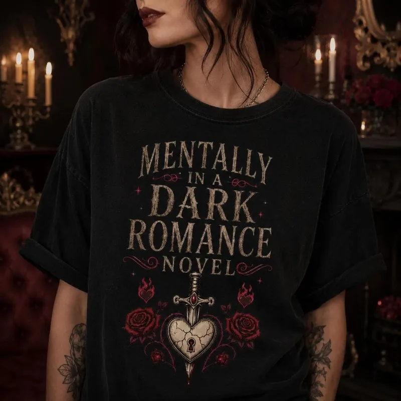 Gothic Book Enthusiast Women's T-shirt, Romantic Novel Reader Gift Women's T-shirt Aesthetics Y2K Trend Unisex T-shirt