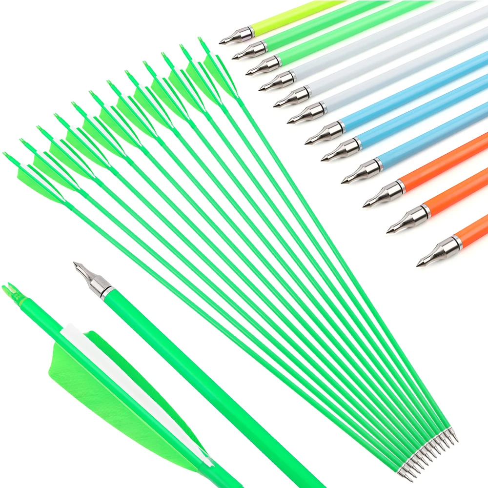 

6/12pcs Spine 500 600 Carbon Arrows 31.57" Mixed Carbon 100 Grain Arrow Point Natural Feather Compound Recurve Bow Shooting