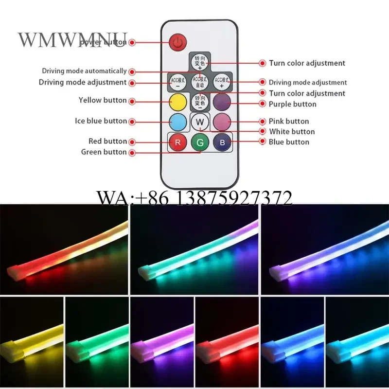 Wmwmnu RGB Flexible LED DRL Strip 30 45 60cm Multicolor Daytime Running Light with Turn Signal and Flowing Effect