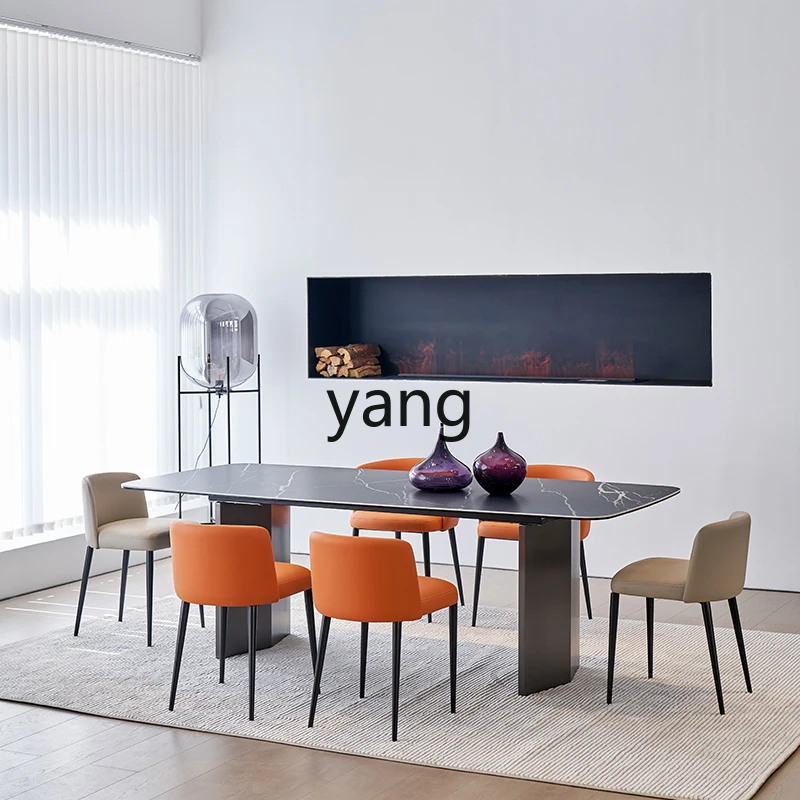LMMM   square rock slab dining table living room home light luxury modern simple Italian minimalist dining table