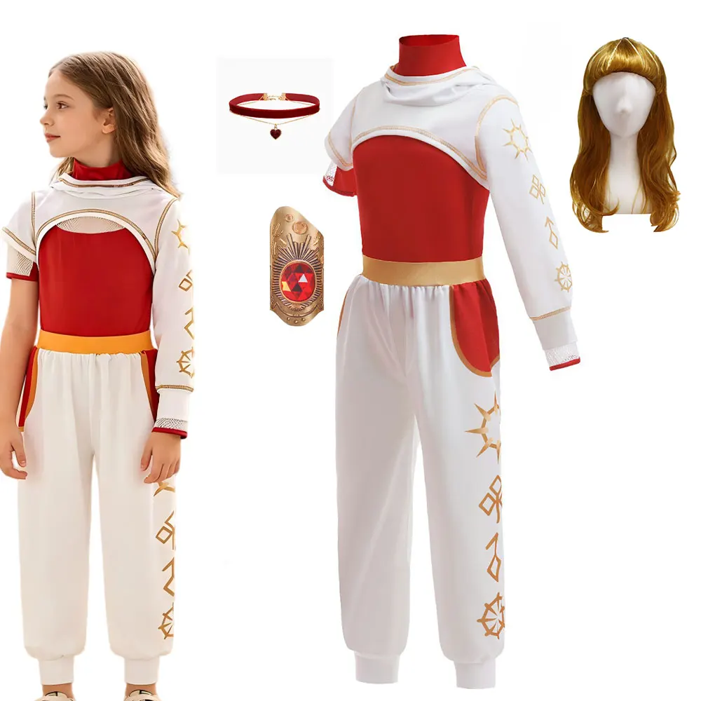 Kids Campus Role Play Zombie 3Pcs Costume Hooded Outerwear+Red T‑Shirt Pants Girls Tracksuit Halloween Party Cosplay Nova Outfit