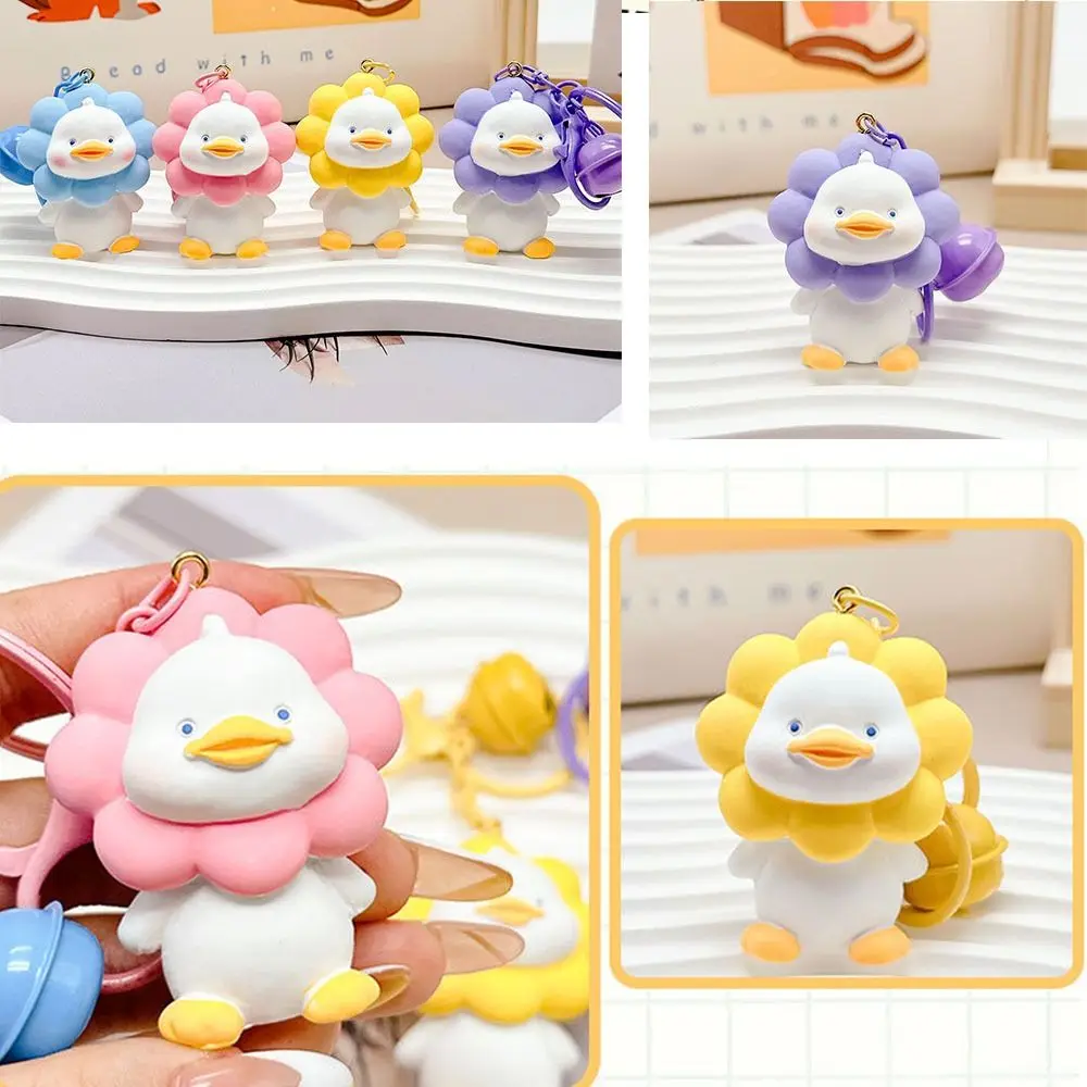 Work Is So Annoying Sunflower Duckling Keychain Resin Animal Annoying Duck Keyring Cartoon Sunflower Duck Doll Pendant Kids