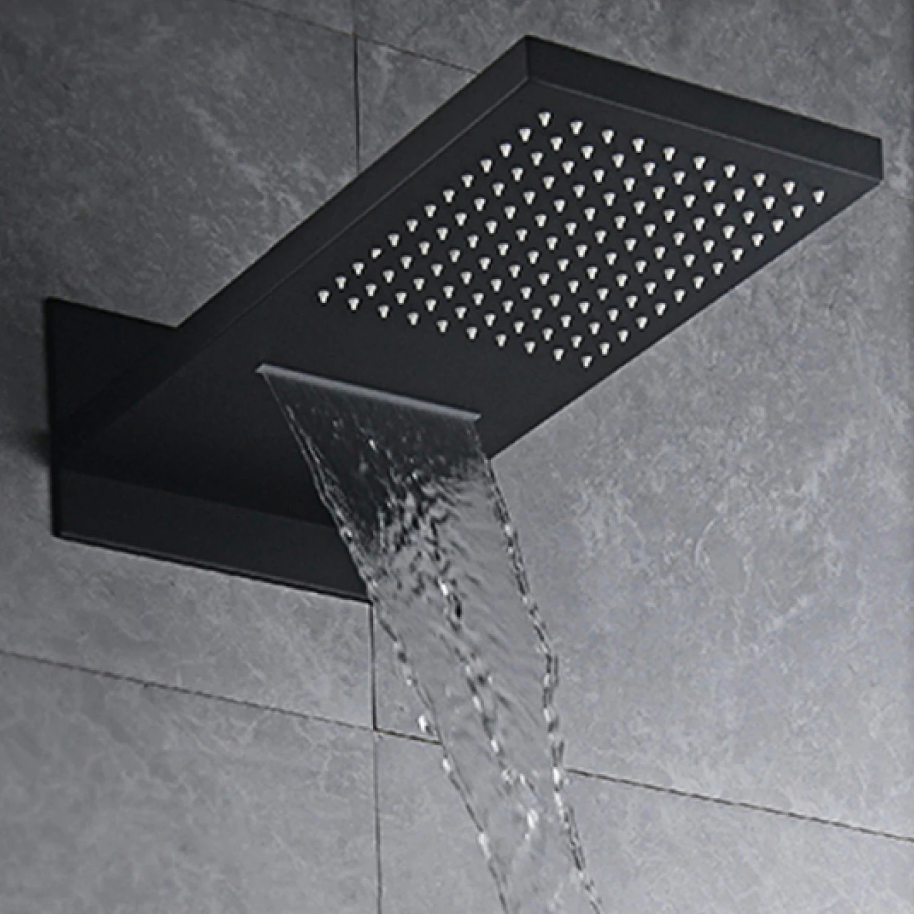Imagem -05 - Torneira de Chuveiro de Latão Preto Simples High-end Interruptor de Chave de Design de Parede Cascata de Funções Sistema de Tomada de Água