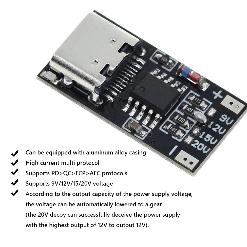 PD/QC/AFC Type-C Fast Charging Voltage Protocol Trigger Board 9V 12V 15V 20V USB Boost Cable Type-C Decoy Board PPS/QC4+ FCP AFC